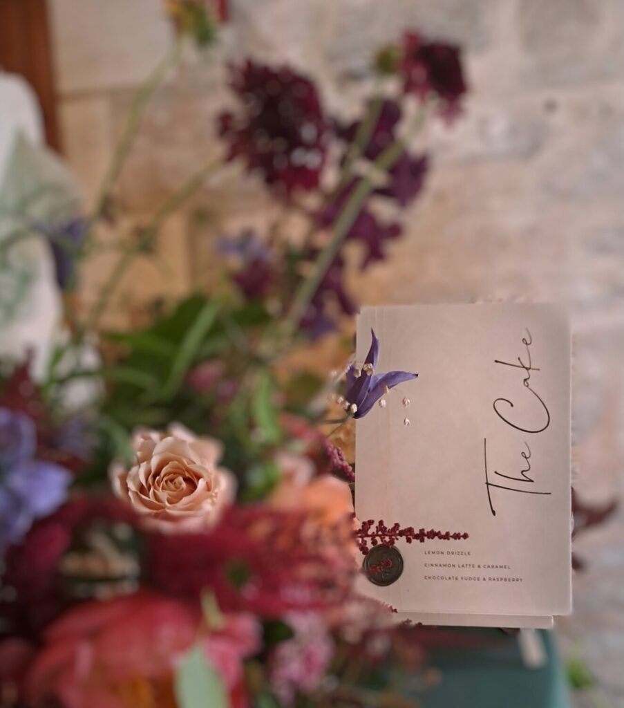 W3 Faye and Jay Wedding Cake Menu Lucy Mc Spirit Design & Flowers Jessie from @floristdorset inc in Gallery