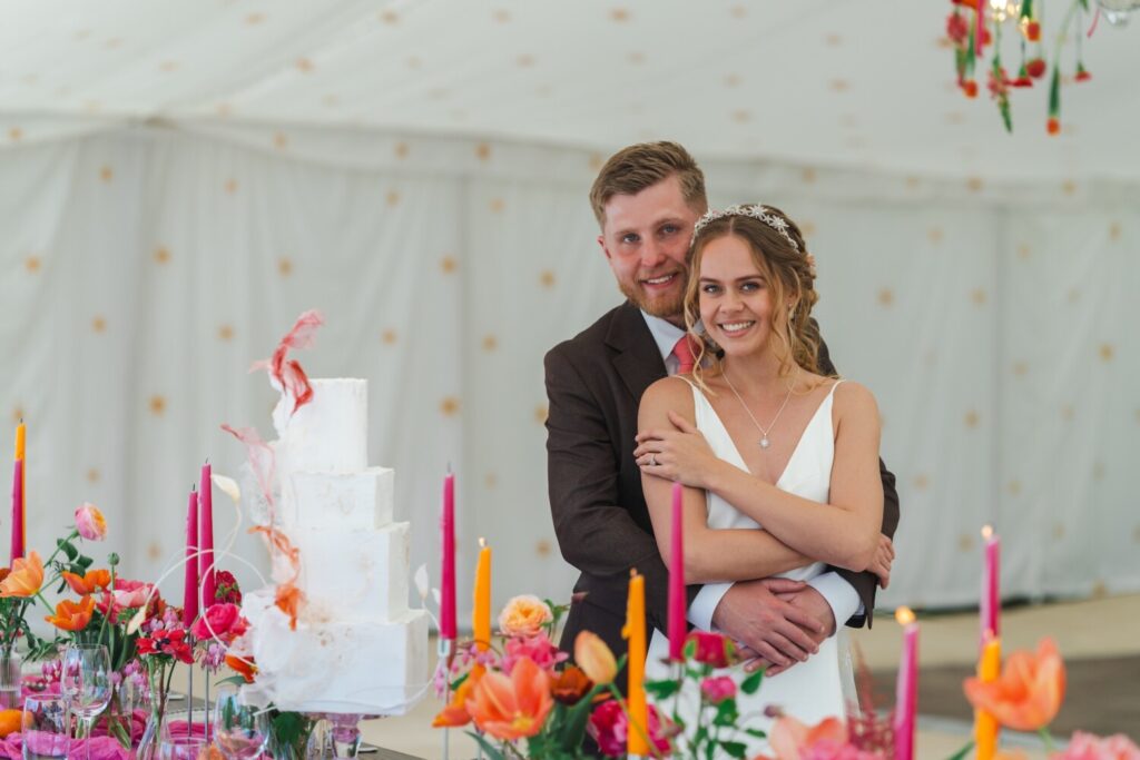 W3 Fonthill Estate Photoshoot Couple with cake in Deer Park Tipi